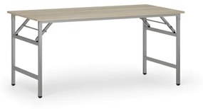 Konferenčný stôl FAST READY so striebornosivou podnožou, 1600 x 800 x 750 mm, dub prírodný