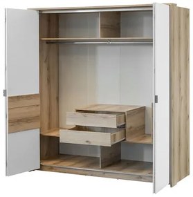Šatníková skriňa Persearo 205, Farby: dub grand natural / biela + dub grand natural
