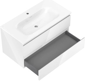 Mexen Orio, kúpeľňová skrinka 90 cm s umývadlom Vela, 2 zásuvky, biela lesklá, 91A10-09047-2-BFF00-W23M00