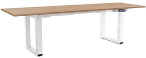 Výškovo nastaviteľný stôl OfficeTech Strong 240 x 80 cm, biela podnož, dub