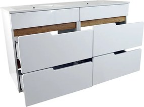 Comodo Kúpeľňová skrinka s keramickým dvojumývadlom Spok 120-4Z