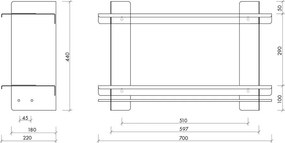 Poschodová kovová polica v striebornej farbe 70 cm Tivo – noo.ma