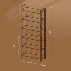 Regál do obývacej izby Vasagle Luna 80 cm hnedý/čierny