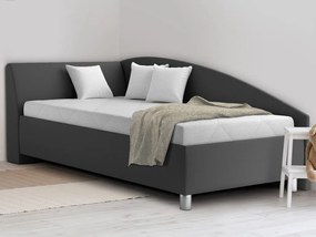 Rohová posteľ Andrew ľavá 110x200 cm, tmavo šedá látka