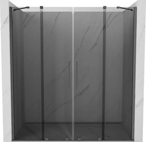 Mexen Velar Duo, posuvné sprchové dvere do otvoru 200 cm, 8mm šedé sklo, brúsený grafit, 871-200-000-42-95