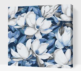 Gario Maľovanie podľa čísel Kvetinové pozadie Magnólie Rozmery: 50 x 50 cm, Rámovanie: S vnútorným rámom