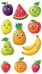 3D Samolepky Fruits, 8 x 14 cm