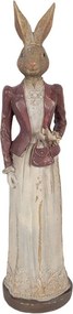 Béžová antik králičia dáma v šatách a saku - 9*9*35 cm