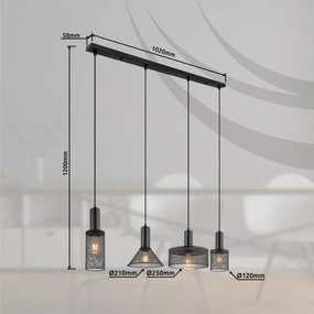 Globo 15648-4H - Luster na lanku JEDD 4xE27/60W/230V čierna
