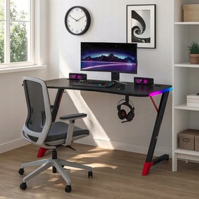 Čierny herný stôl, PC stôl s LED osvetlením RGB Šírka: 120 cm
