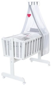 Biela kolíska na kolieskach s baldachýnom 40x90 cm Adam &amp; Eule – Roba