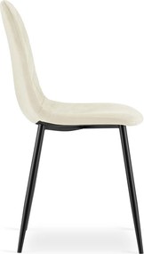 Béžová zamatová stolička ASTI s čiernymi nohami