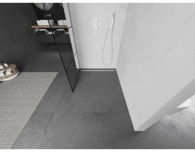 Mexen Kioto, Walk-In sprchová zástena 90 x 200 cm, 8mm sklo číre/čierny vzor, biely profil, 800-090-101-20-77
