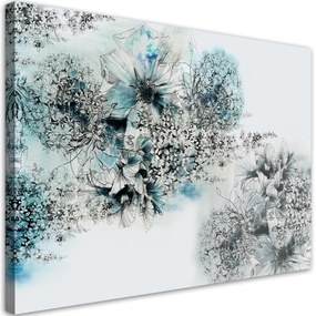 Obraz na plátně, Abstrakce modrých květin - 120x80 cm