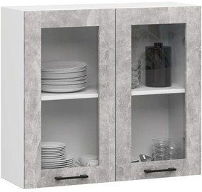 Kuchynská linka OLIVIA V720 2.4 m s vitrínou betón