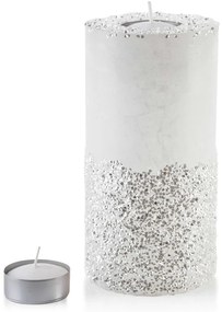 Stredný moderný svietnik Diament 24 cm bielo-strieborný