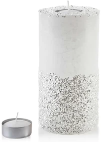 Stredný moderný svietnik Diament 24 cm bielo-strieborný