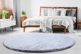 Okrúhly prateľný koberec LAPIN shaggy, protišmykový , sivá / slonová kosť Veľkosť: kruh 60 cm