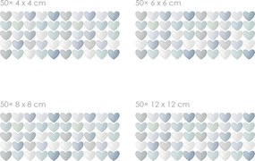 Akvarelové srdiečka nordic 50 ks textilné preliepateľné nálepky na stenu 50 ks 4x4 cm