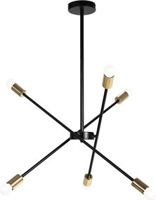 Toolight Toolight, závesné svietidlo 6xE27 APP1116-6CP, čierna-zlatá, OSW-01460