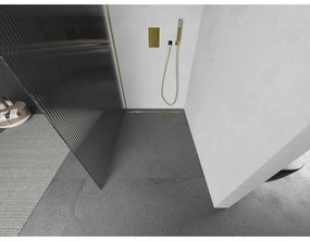 Mexen Kioto, sprchová zástena 120 x 200 cm, 8mm sklo s rebrovým vzorom, zlatý profil, 800-120-101-50-09