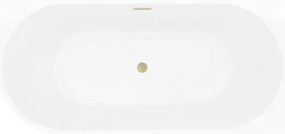 Mexen Silo, rohová voľne stojaca ryhovaná vaňa, pravá, 170 x 80 cm, biela lesklá, zlatý matný prepad, 52891708000P-55