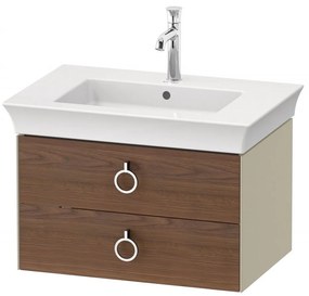 DURAVIT White Tulip závesná skrinka pod umývadlo, 2 zásuvky, 684 x 458 x 410 mm, americký orech masív/taupe vysoký lesk, WT4351077H3