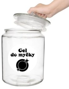 Štítok / nálepka do kuchyne s obrázkom taniera - Gél do umývačky riadu Farba písma: Čierne na bielom