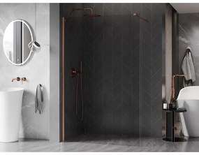 Mexen, Mexen Kioto-X sprchová stena 90 x 200 cm, priehľadná 10 mm, brúsená meď - 800-090-101-65-00-X