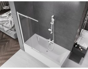 Mexen Fox, 2-krídlová posuvná vaňová zástena 85 × 150 cm, 5mm číre sklo, biely profil, 891-085-002-20-00