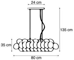 Art Deco závesná lampa čierna s dymovým sklom 8-Lights - Uvas