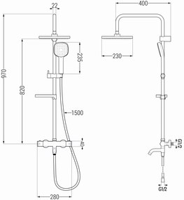Mexen KX33 sprchový set s termostatickou vaňovou batériou Kai, chrómová, 779003391-00