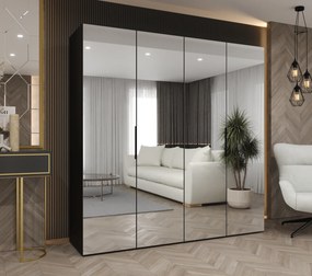 Šatníková skriňa 200 cm Mirabella 3 (čierna + čierna). Akcia -20%. Vlastná spoľahlivá doprava až k Vám domov. 1126473