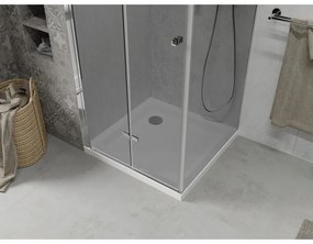 Mexen Lima, sprchový kút so skladacími dverami 80 (dvere) x 80 (stena) cm, 6mm šedé sklo, chrómový profil + slim sprchová vanička biela + chrómový sifón, 856-080-070-01-40-4010
