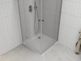 Mexen Roma Duo, sprchový kút 80 (dvere) x 80 (dvere) cm, 6mm číre sklo, chrómový profil + slim sprchová vanička 5cm biela + chrómový sifón, 854-080-080-01-02-4010