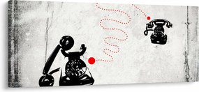 Obraz - Kresba telefónu na štýl Banksyho (120x50 cm)