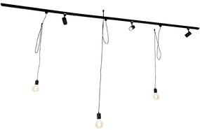 Inteligentný koľajnicový systém čierny 3 reflektory a závesné svietidlo 1-fázový - Cavalux Jeana