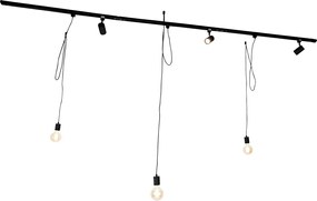 Inteligentný koľajnicový systém čierny 3 reflektory a závesné svietidlo 1-fázový - Cavalux Jeana