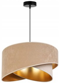 Závesné svietidlo Mediolan, 1x béžové/krémové/zlaté textilné tienidlo