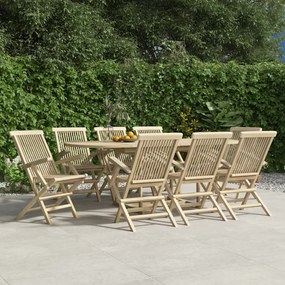 Skladacie záhradné stoličky 8 ks sivé 56x61x89 cm tíkový masív 3155072