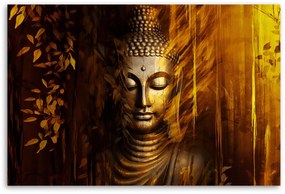Obraz na plátně, zlatý buddha v podzimních barvách - 60x40 cm