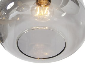 Závesné svietidlo čierne so zlatom s dymovým sklom 5-svetlo - Zuzanna