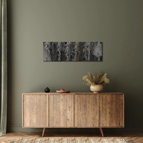 Obraz - Vŕbové vetvičky v čiernom pozadí (s hodinami) (90x30 cm)