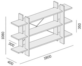 Kancelársky regál nízky dlhý SOLID, 1800 x 400 x 1075 mm, dub prírodný