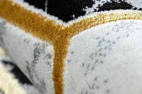 Dywany Łuszczów, Kusový koberec Gloss 409A 82 3D cubes black/gold/grey, 80x150, čiernobiela, kancelária