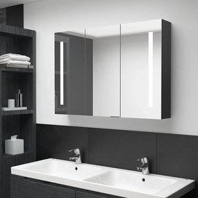 LED kúpeľňová zrkadlová skrinka 89x14x62 cm žiarivá čierna