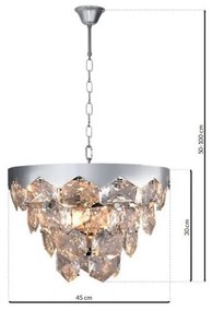 Luster Grace, 1x krištáľové/chrómové kovové tienidlo, (fi 45cm), ch