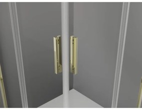 Mexen Exo, posuvný štvorcový sprchový kút 90 x 90 cm, číre sklo, zlatá, 8111-090-090-50-00