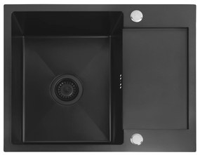 Rea Paul, 1-komorový oceľový drez 600x480x185 mm, čierna matná, ZLE-06011