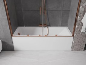 Mexen Velar Duo, 2-krídlová posuvná vaňová zástena 200 x 150 cm, 8mm číre sklo, ružové zlato profil, 896-200-000-02-60